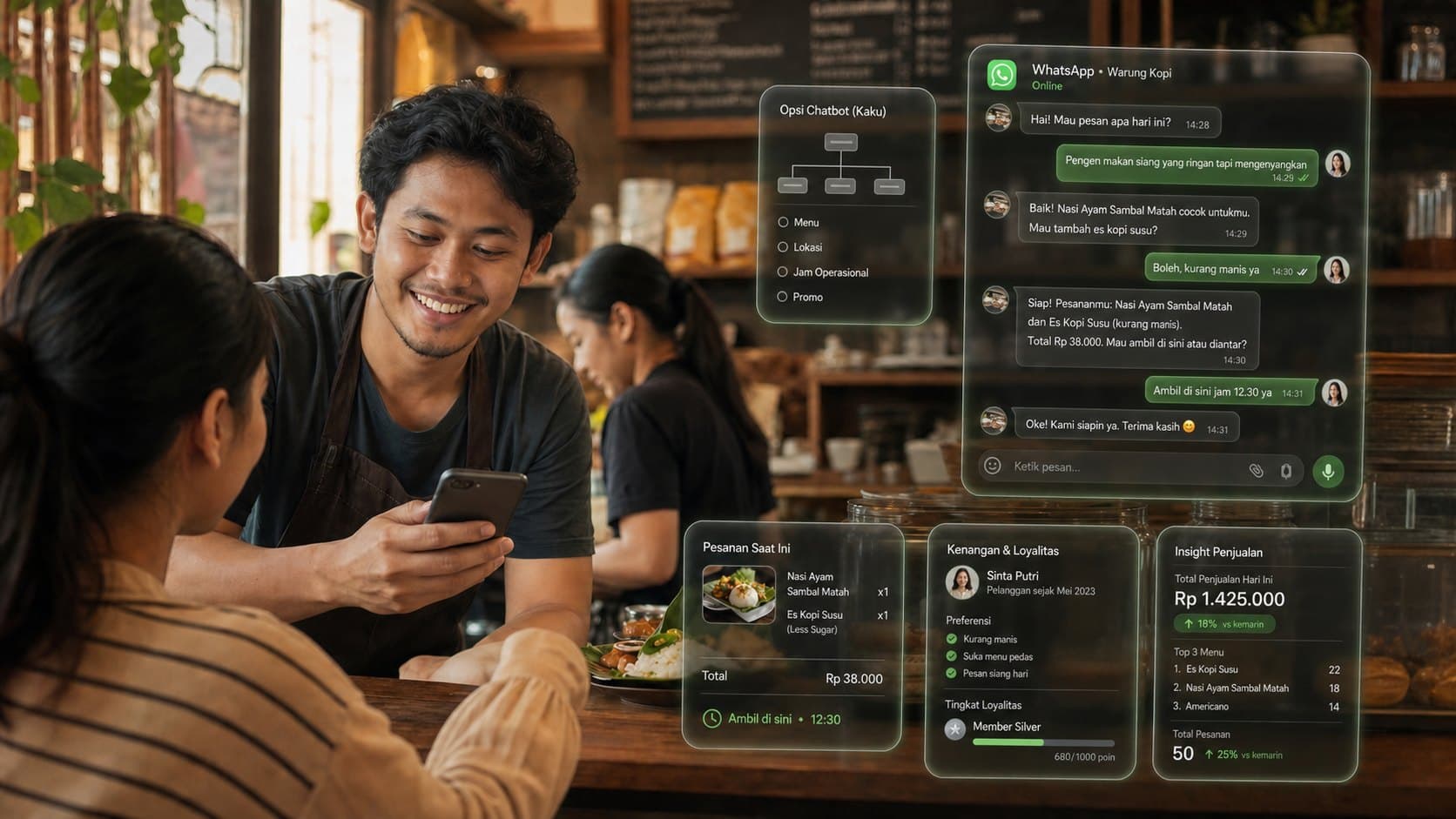 AI-Native di WhatsApp vs Chatbot: Mana yang Cocok untuk UMKM F&B?