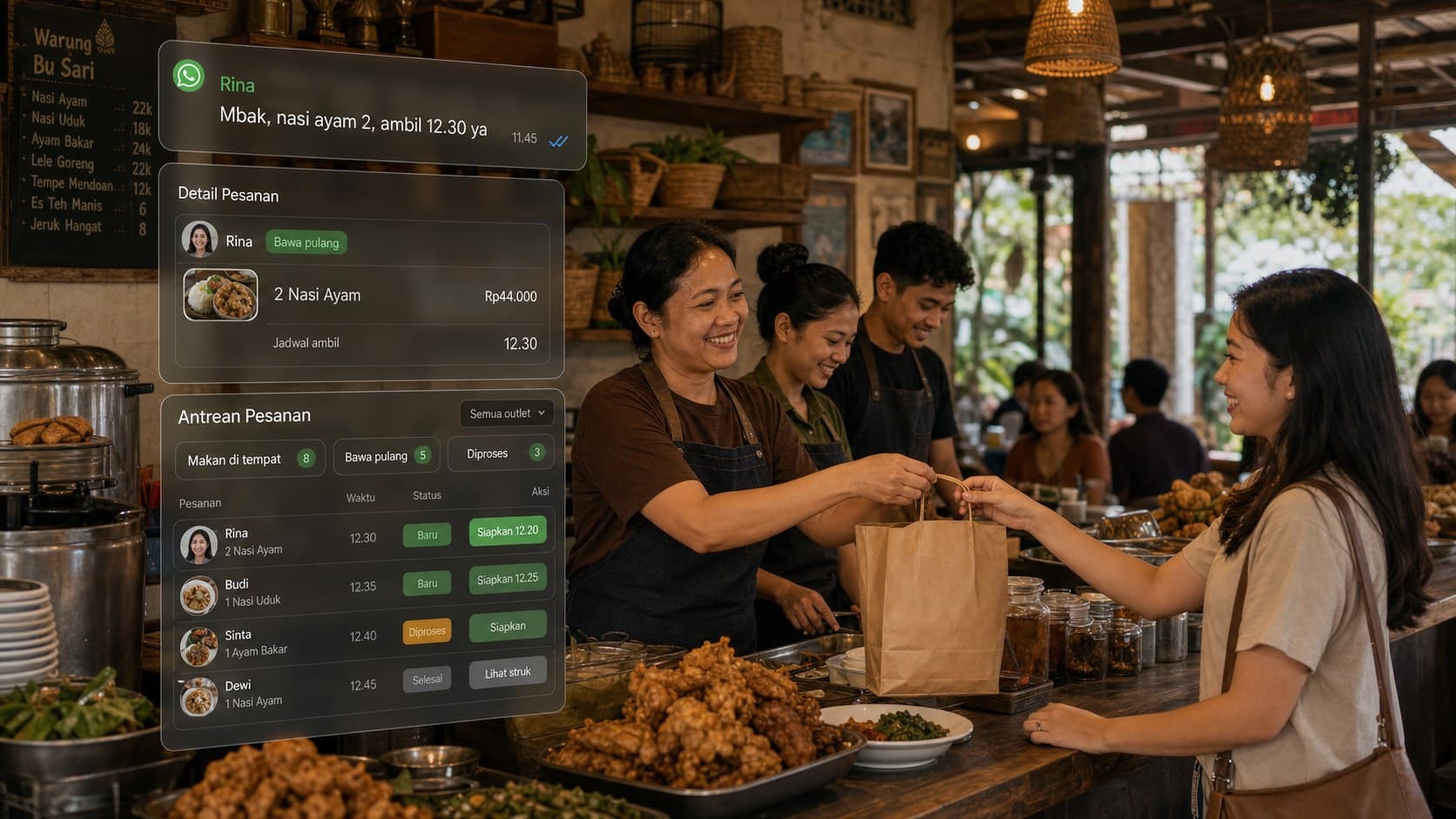 Order Dine-In dan Takeaway Bertabrakan? Satukan Antrean agar Janji Waktu Tidak Kacau